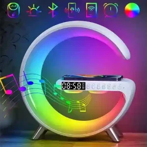 G63 4 In 1 Bluetooth Speaker 10W Multifunctional Wireless Charger LED Atmosphere RGB Night Light Alarm Clock Desk Lamp Bluetooth Speaker  Wireless Charging Modern Speaker
