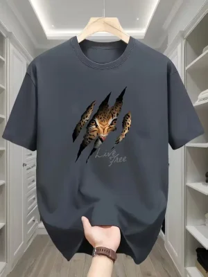 Drop Shoulder T-shirt with DTF Print (Gray, Black, Red, White, Brown)