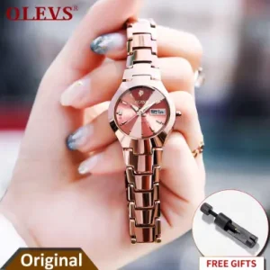 OLEVS 8697 Luxury Fashion Ladies Quartz Watch (Rose, Golden)
