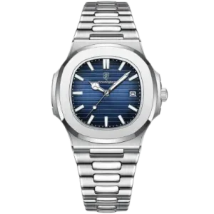 POEDAGAR Luxury Men's Watch Military Square Waterproof Wristwatch Luminous Date Quartz Stainless Steel Wristwatches (Blue, Black, Green, Silver, White Black)