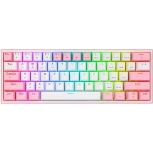 REDRAGON K616 RGB FIZZ PRO TRI MODE WHITE PINK MECHANICAL KEYBOARD